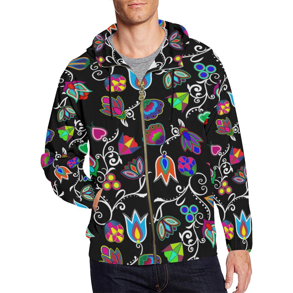 Indigenous Paisley Black All Over Print Full Zip Hoodie for Men (Model H14) All Over Print Full Zip Hoodie for Men (H14) e-joyer 