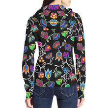 Load image into Gallery viewer, Indigenous Paisley Black All Over Print Full Zip Hoodie for Women (Model H14) All Over Print Full Zip Hoodie for Women (H14) e-joyer 
