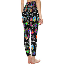Load image into Gallery viewer, Indigenous Paisley Black All Over Print High-Waisted Leggings (Model L36) High-Waisted Leggings (L36) e-joyer 

