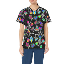 Load image into Gallery viewer, Indigenous Paisley Black All Over Print Scrub Top Scrub Top e-joyer 
