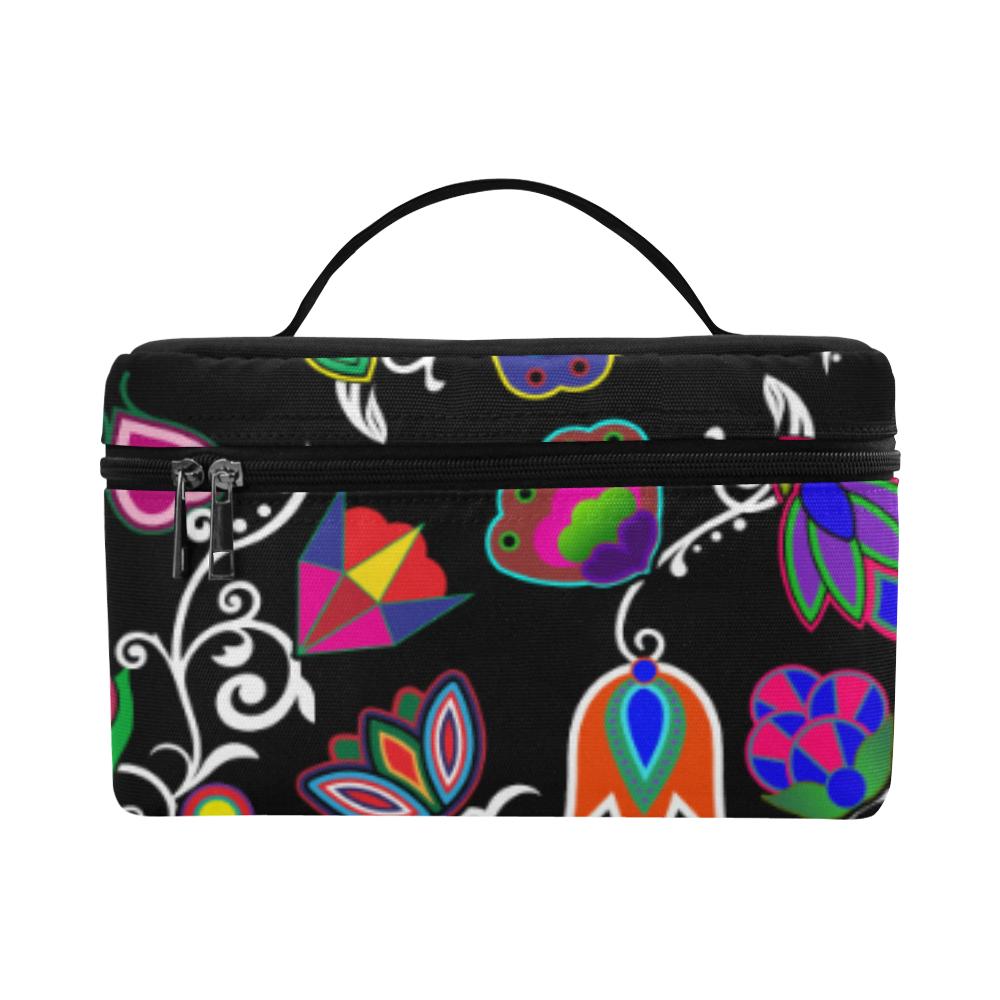 Indigenous Paisley Black Cosmetic Bag/Large (Model 1658) Cosmetic Bag e-joyer 