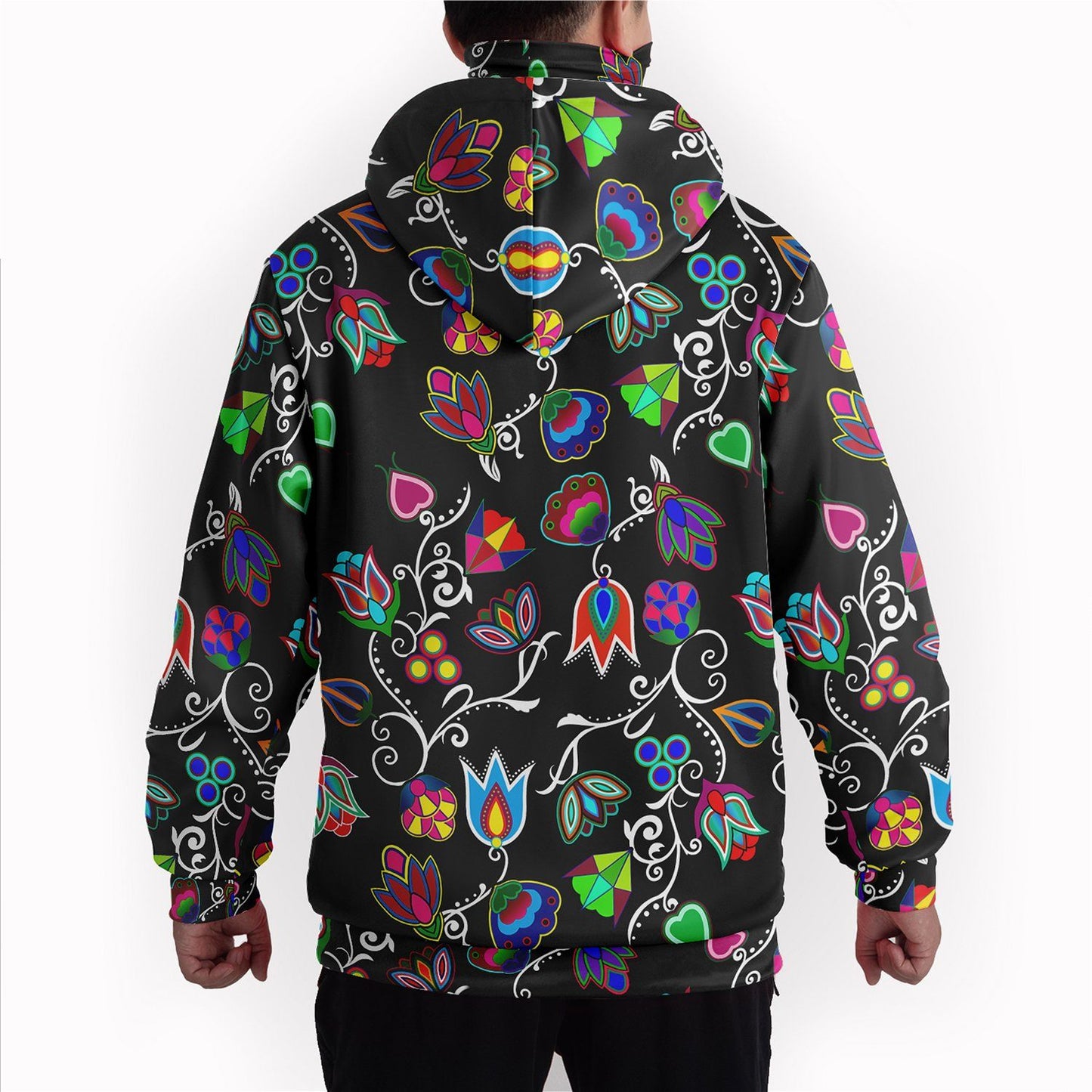 Indigenous Paisley Black Hoodie with Face Cover 49 Dzine 