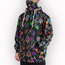 Load image into Gallery viewer, Indigenous Paisley Black Hoodie with Face Cover 49 Dzine 
