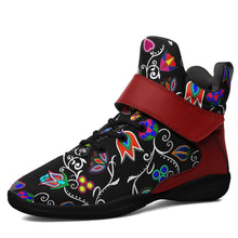 Load image into Gallery viewer, Indigenous Paisley Black Ipottaa Basketball / Sport High Top Shoes 49 Dzine US Women 4.5 / US Youth 3.5 / EUR 35 Black Sole with Dark Red Strap 
