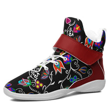 Load image into Gallery viewer, Indigenous Paisley Black Ipottaa Basketball / Sport High Top Shoes 49 Dzine US Women 4.5 / US Youth 3.5 / EUR 35 White Sole with Dark Red Strap 
