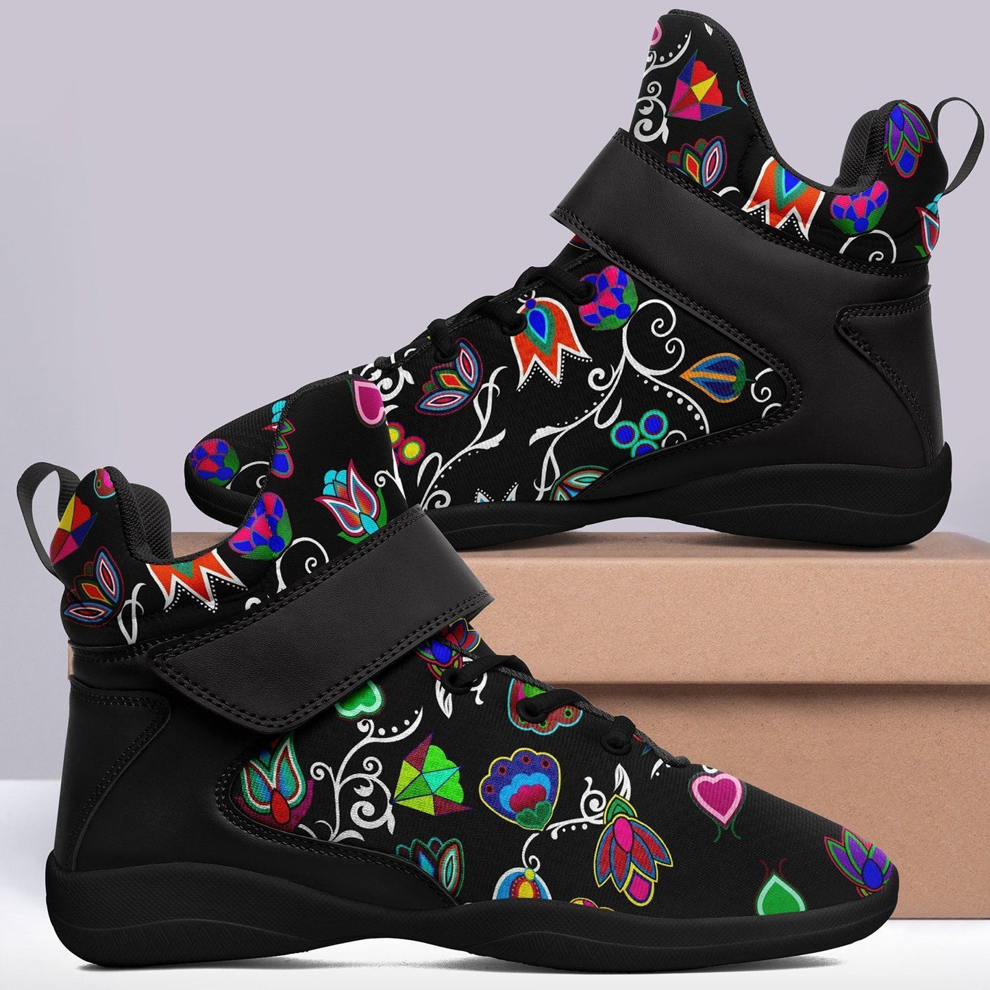 Indigenous Paisley Black Ipottaa Basketball / Sport High Top Shoes - Black Sole 49 Dzine 