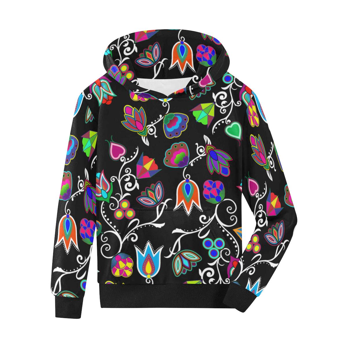 Indigenous Paisley Black Kids' All Over Print Hoodie (Model H38) Kids' AOP Hoodie (H38) e-joyer 