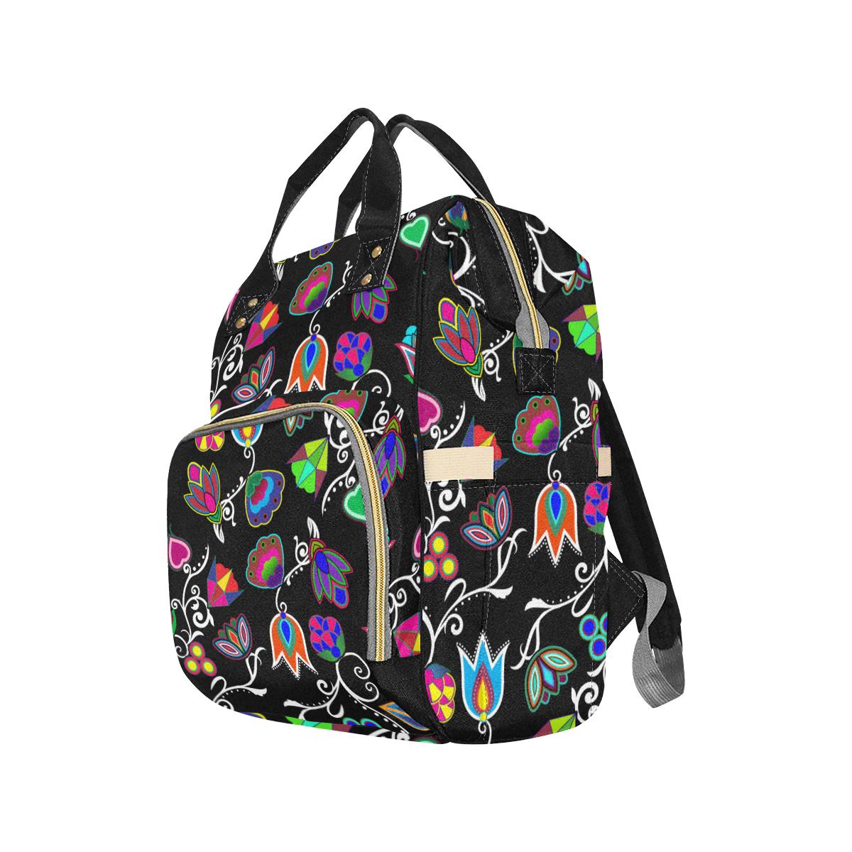 Indigenous Paisley - Black Multi-Function Diaper Backpack (Model 1688) Diaper Backpack (1688) e-joyer 