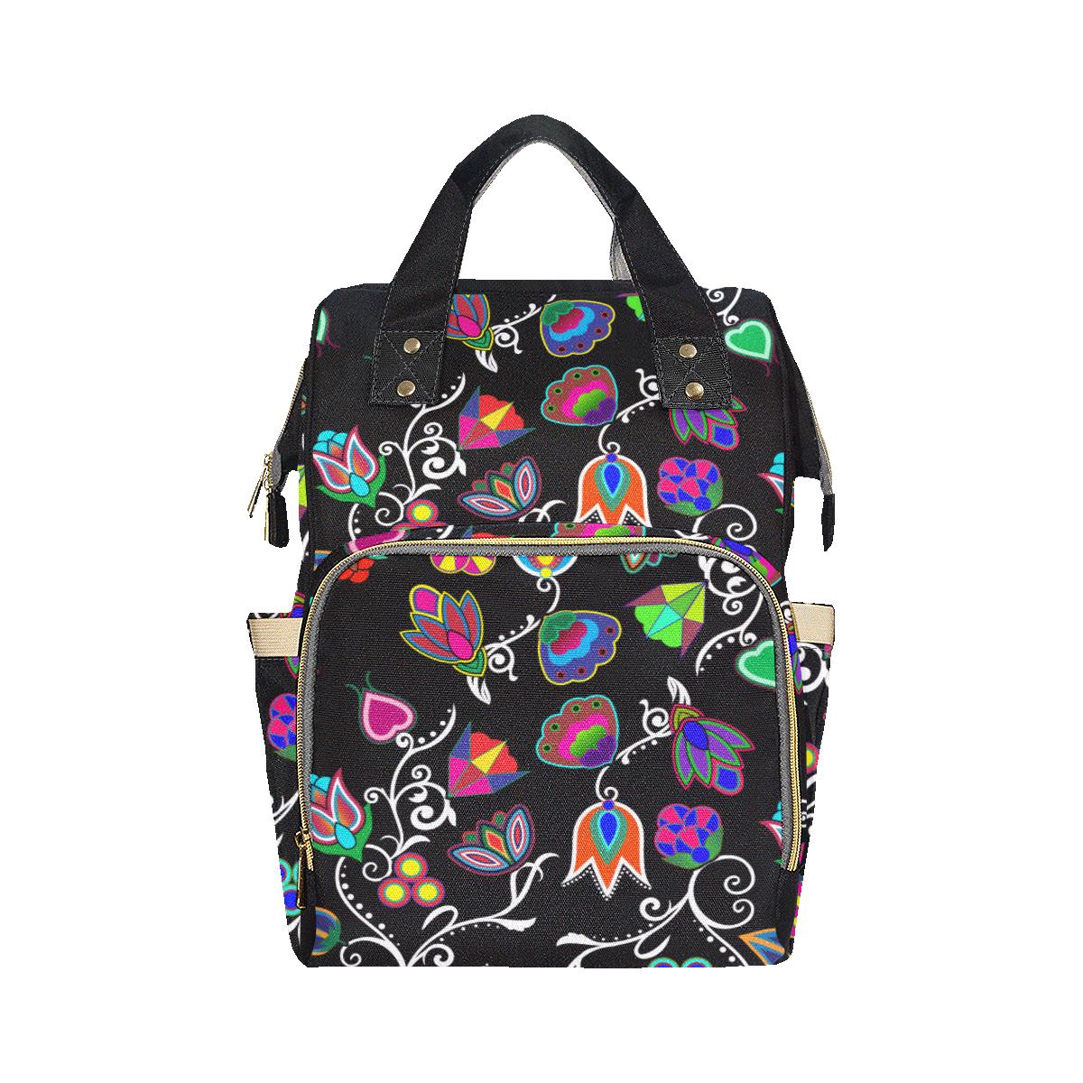 Indigenous Paisley - Black Multi-Function Diaper Backpack (Model 1688) Diaper Backpack (1688) e-joyer 