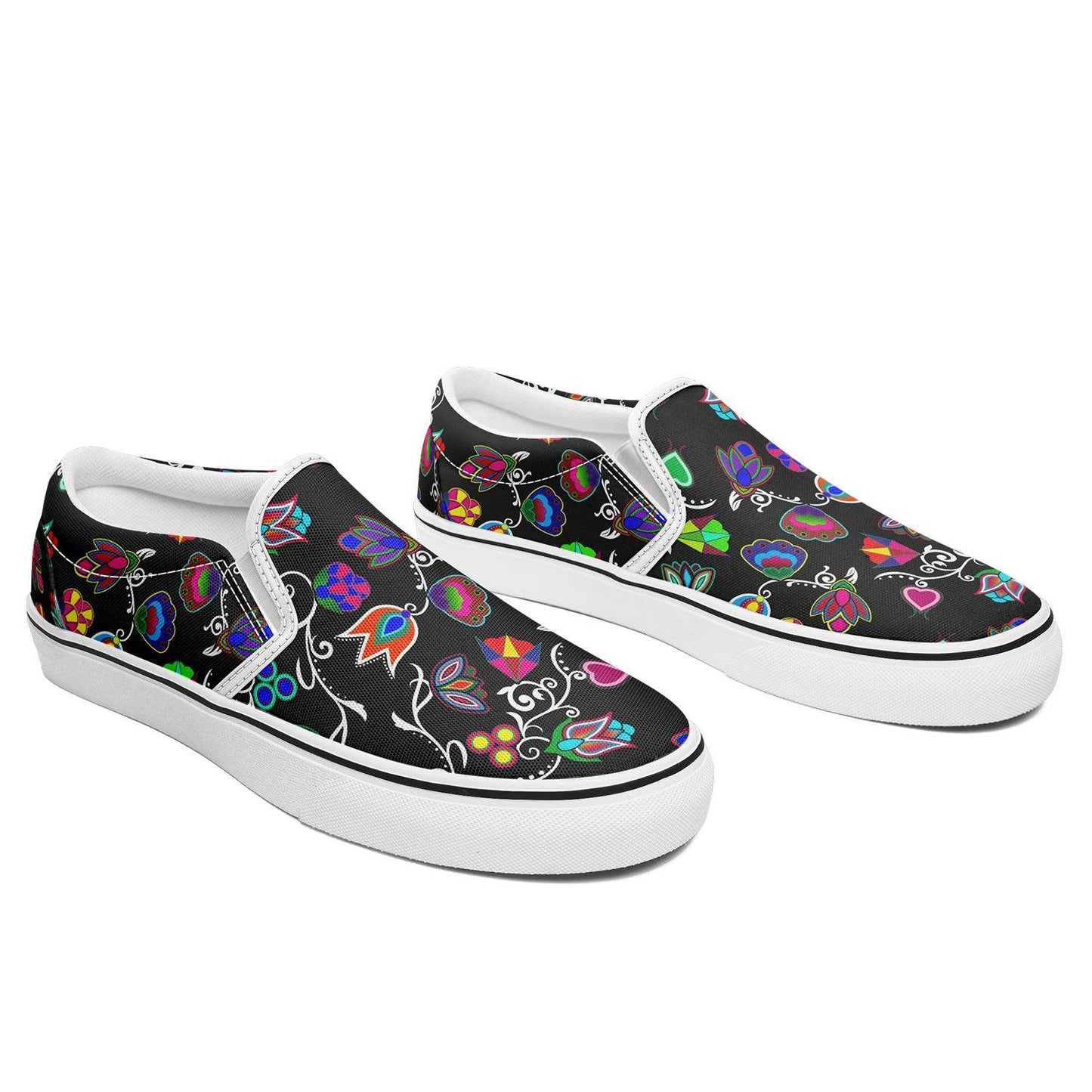 Indigenous Paisley Black Otoyimm Kid's Canvas Slip On Shoes 49 Dzine 