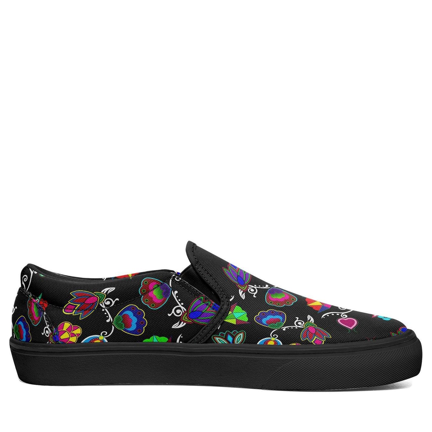 Indigenous Paisley Black Otoyimm Kid's Canvas Slip On Shoes 49 Dzine 