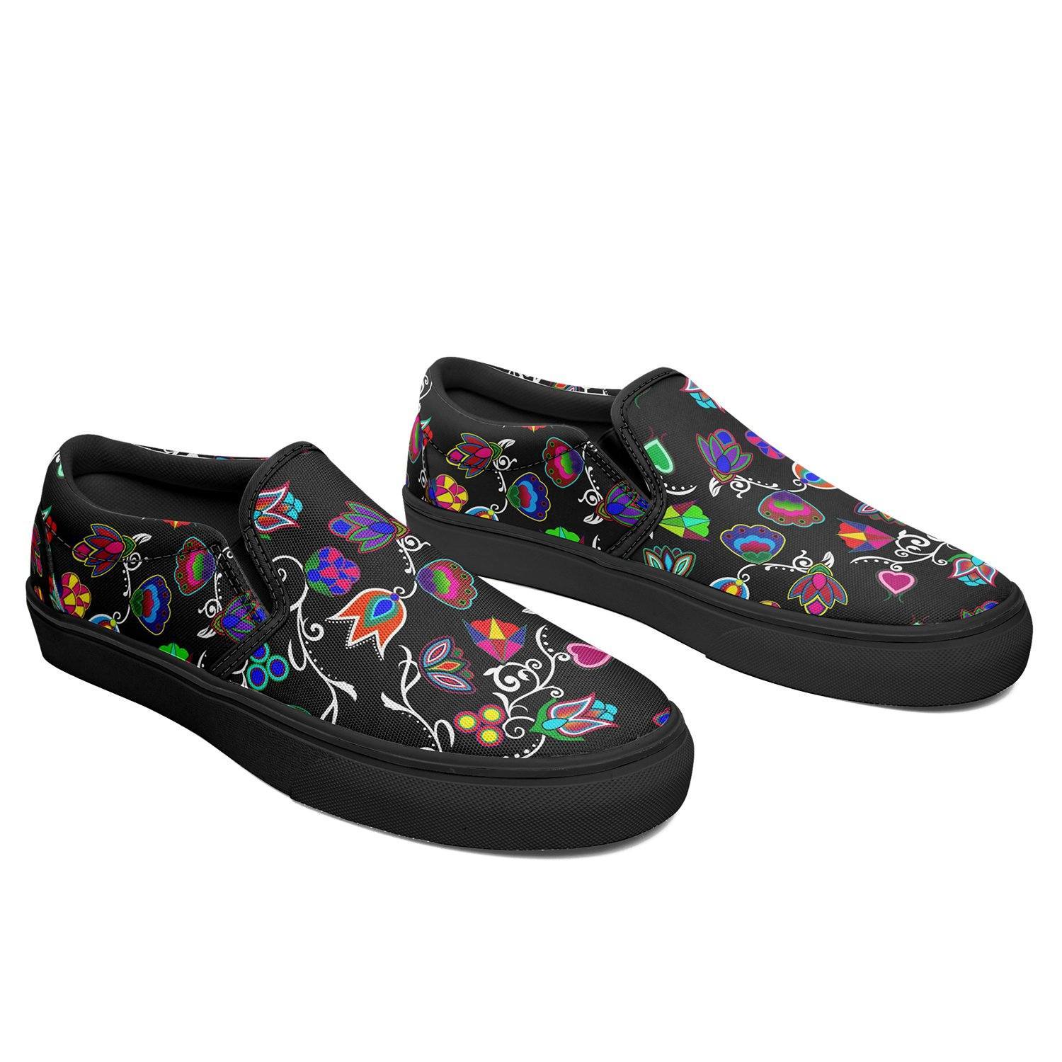 Indigenous Paisley Black Otoyimm Kid's Canvas Slip On Shoes 49 Dzine 