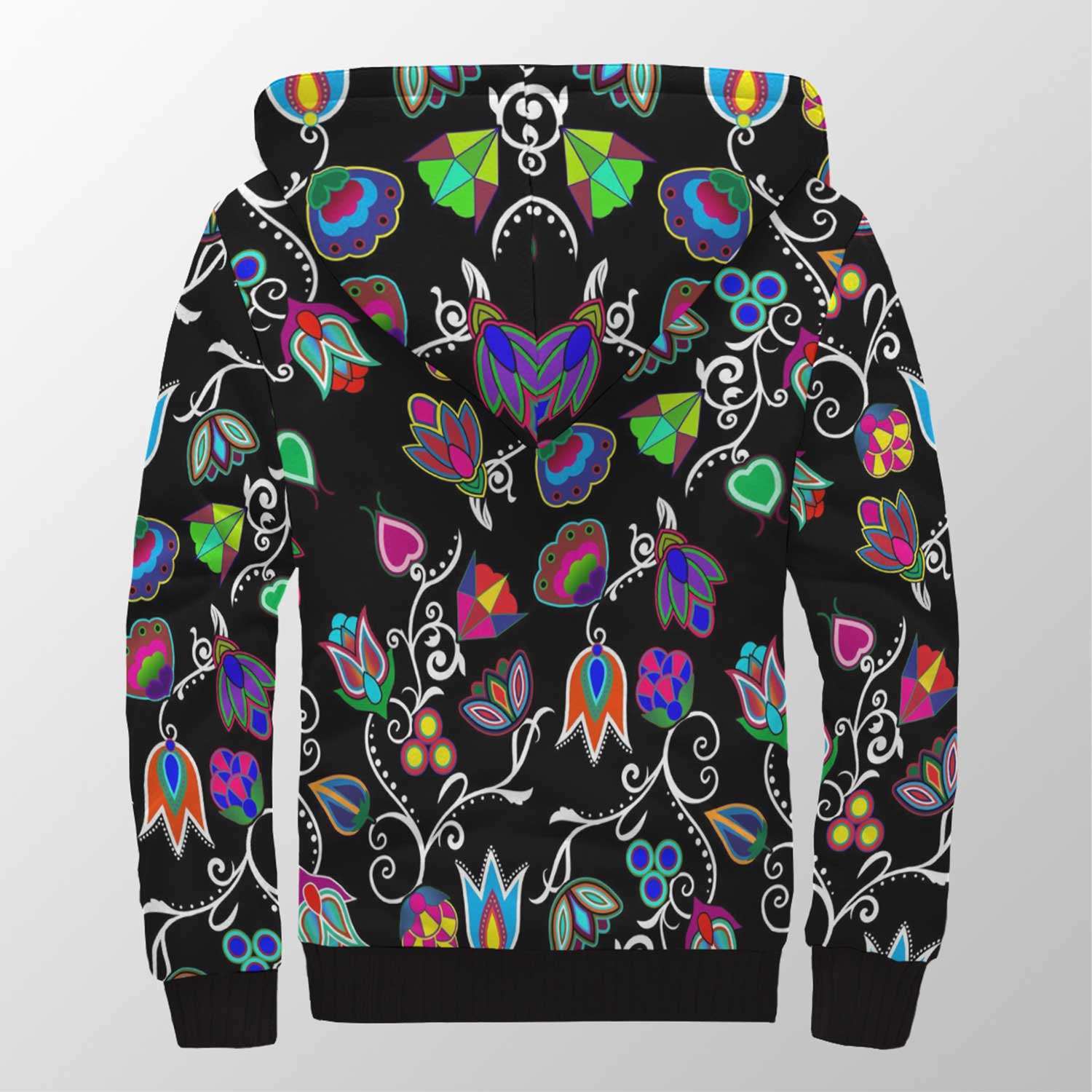 Indigenous Paisley Black Sherpa Hoodie 49 Dzine 