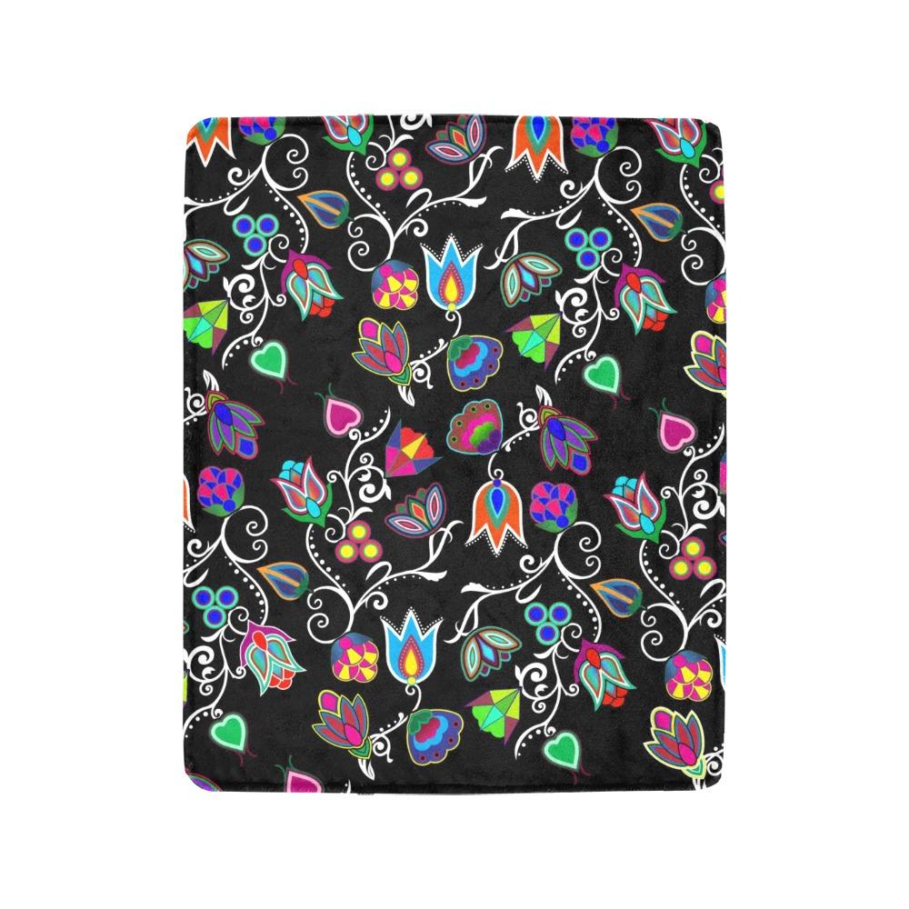 Indigenous Paisley Black Small Micro Fleece Blanket by 49 Dzine