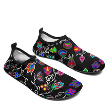 Load image into Gallery viewer, Indigenous Paisley Black Sockamoccs Kid&#39;s Slip On Shoes 49 Dzine 
