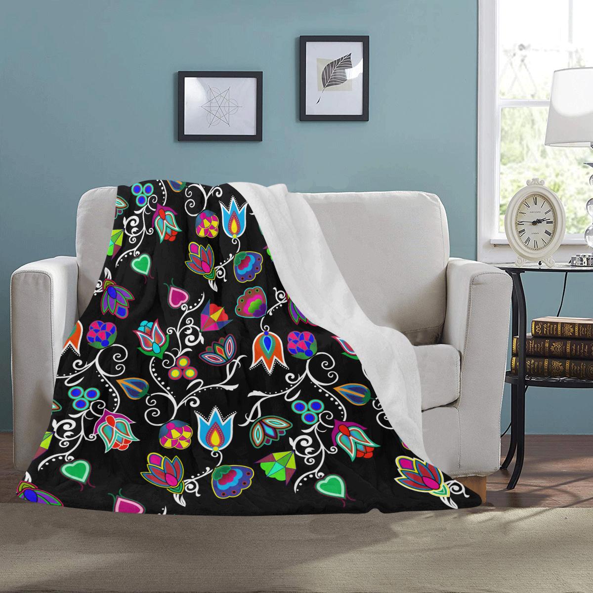 Indigenous Paisley - Black Ultra-Soft Micro Fleece Blanket 50"x60" Ultra-Soft Blanket 50''x60'' e-joyer 