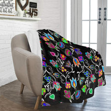 Load image into Gallery viewer, Indigenous Paisley - Black Ultra-Soft Micro Fleece Blanket 50&quot;x60&quot; Ultra-Soft Blanket 50&#39;&#39;x60&#39;&#39; e-joyer 
