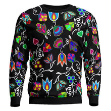 Load image into Gallery viewer, Indigenous Paisley Black Unisex Crewneck Long Sleeve Top 49 Dzine 
