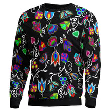 Load image into Gallery viewer, Indigenous Paisley Black Unisex Crewneck Long Sleeve Top 49 Dzine 
