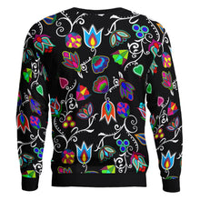 Load image into Gallery viewer, Indigenous Paisley Black Unisex Crewneck Long Sleeve Top 49 Dzine 
