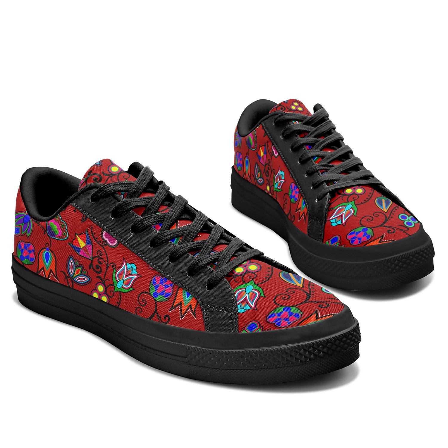 Indigenous Paisley Dahlia Aapisi Low Top Canvas Shoes Black Sole 49 Dzine 