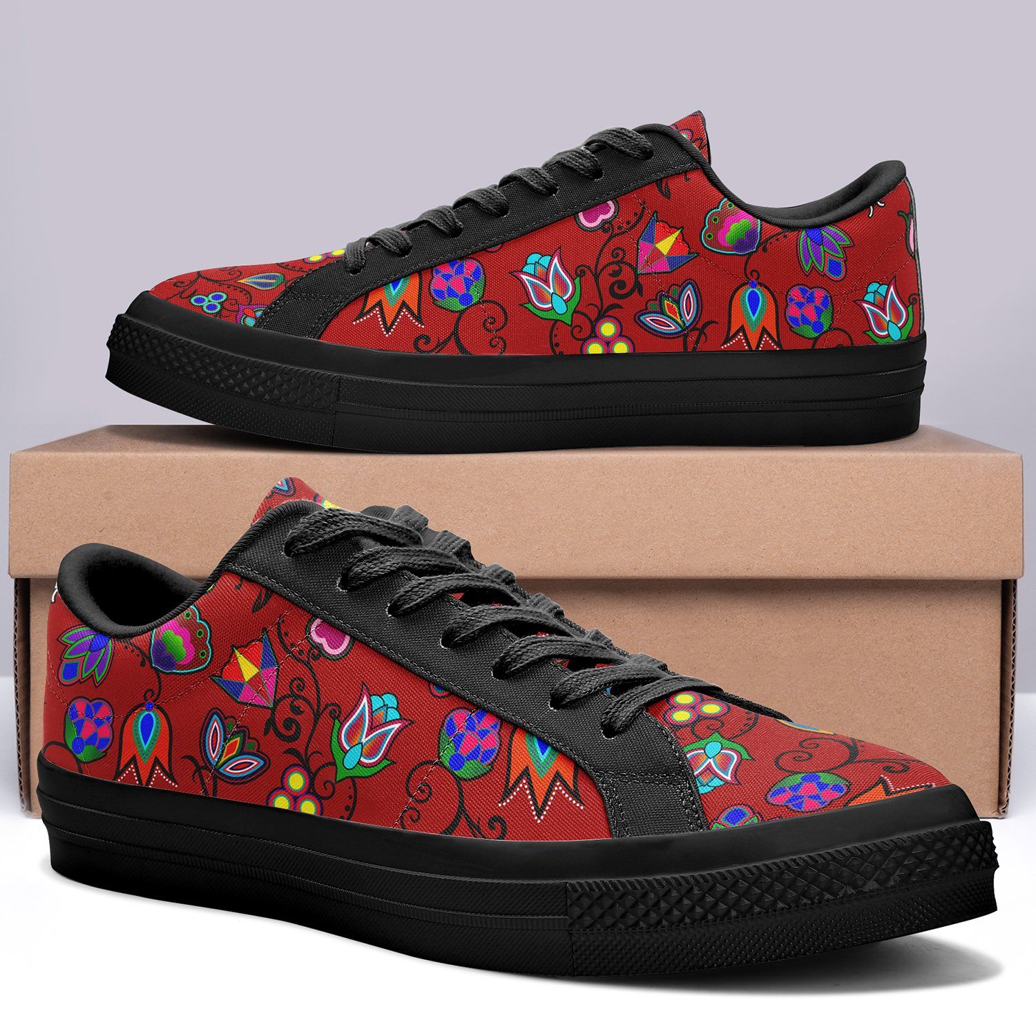 Indigenous Paisley Dahlia Aapisi Low Top Canvas Shoes Black Sole 49 Dzine 