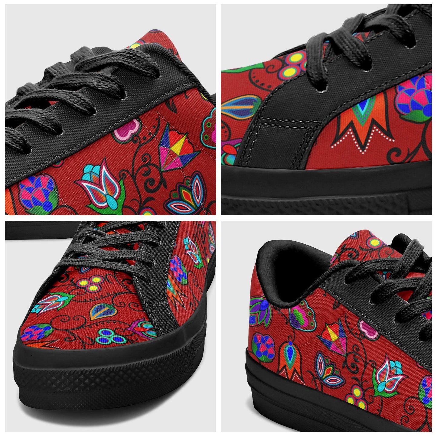 Indigenous Paisley Dahlia Aapisi Low Top Canvas Shoes Black Sole 49 Dzine 