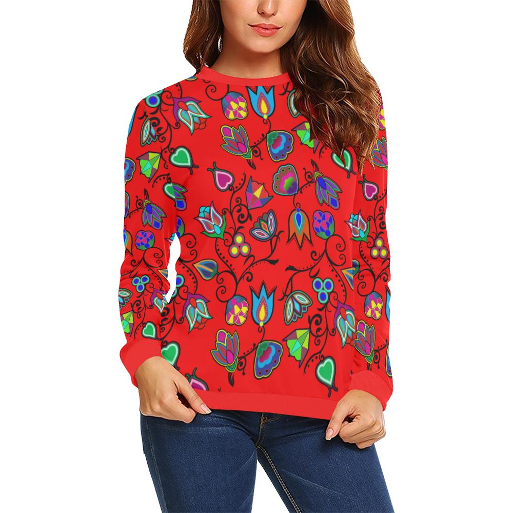 Indigenous Paisley Dahlia All Over Print Crewneck Sweatshirt for Women (Model H18) Crewneck Sweatshirt for Women (H18) e-joyer 