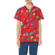 Load image into Gallery viewer, Indigenous Paisley Dahlia All Over Print Scrub Top Scrub Top e-joyer 
