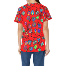 Load image into Gallery viewer, Indigenous Paisley Dahlia All Over Print Scrub Top Scrub Top e-joyer 
