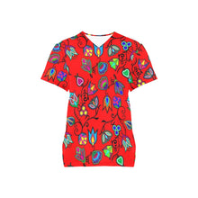 Load image into Gallery viewer, Indigenous Paisley Dahlia All Over Print Scrub Top Scrub Top e-joyer 
