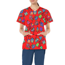 Load image into Gallery viewer, Indigenous Paisley Dahlia All Over Print Scrub Top Scrub Top e-joyer 
