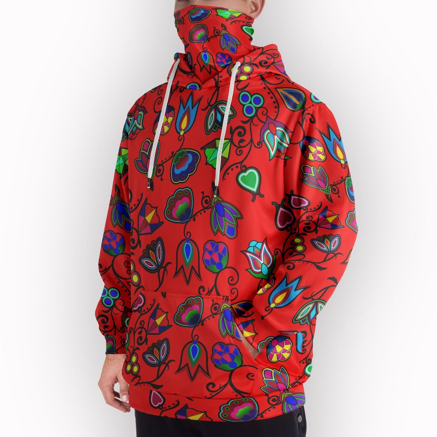 Indigenous Paisley Dahlia Hoodie with Face Cover 49 Dzine 