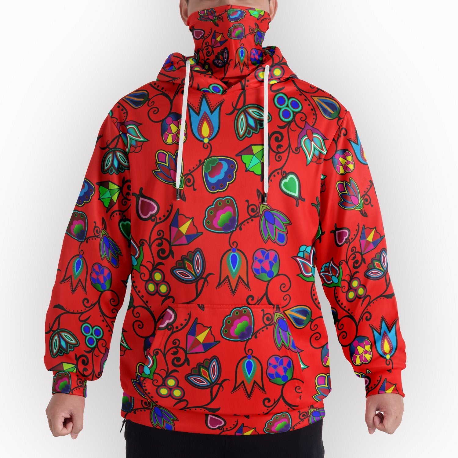 Indigenous Paisley Dahlia Hoodie with Face Cover 49 Dzine 