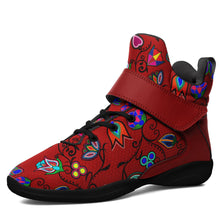 Load image into Gallery viewer, Indigenous Paisley Dahlia Ipottaa Basketball / Sport High Top Shoes 49 Dzine US Women 4.5 / US Youth 3.5 / EUR 35 Black Sole with Dark Red Strap 
