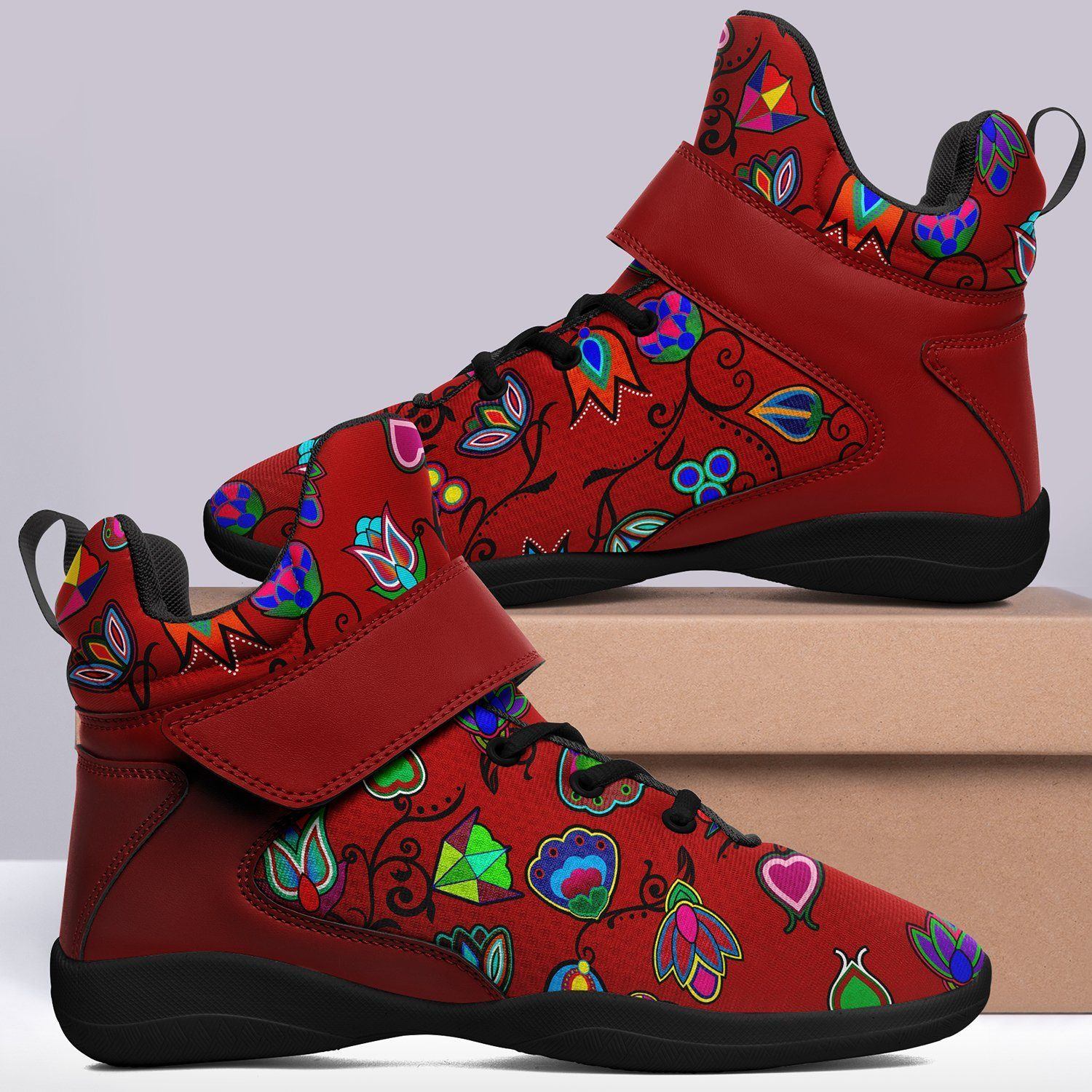 Indigenous Paisley Dahlia Ipottaa Basketball / Sport High Top Shoes - Black Sole 49 Dzine 