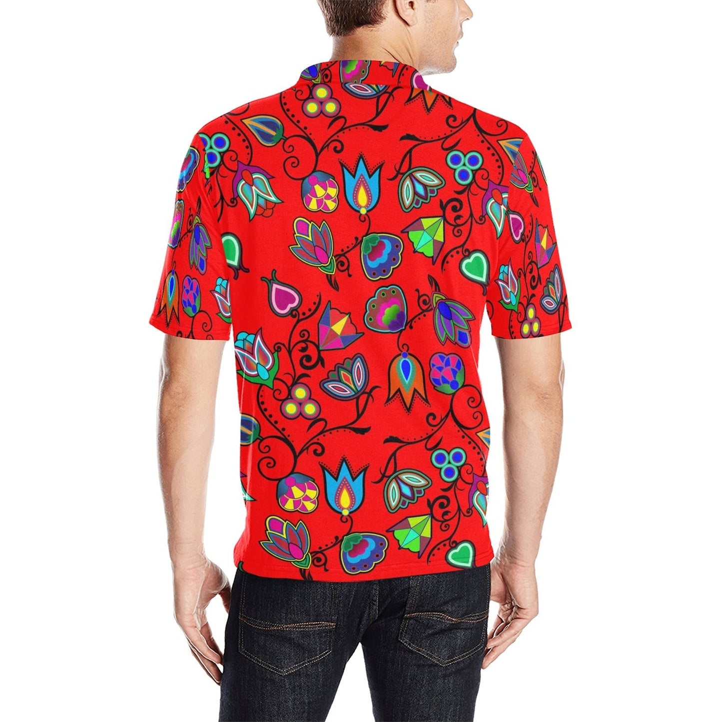 Indigenous Paisley Dahlia Men's All Over Print Polo Shirt (Model T55) Men's Polo Shirt (Model T55) e-joyer 