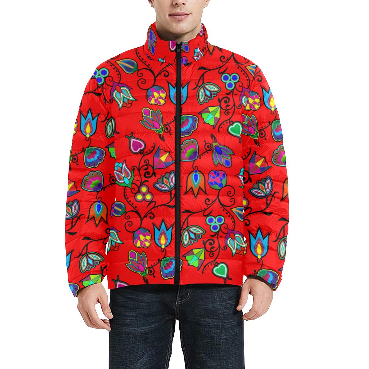 Indigenous Paisley - Dahlia Men's Stand Collar Padded Jacket (Model H41) Men's Stand Collar Padded Jacket (H41) e-joyer 