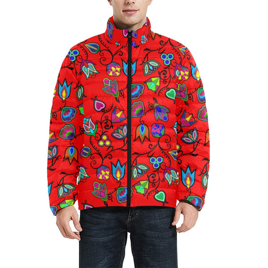 Indigenous Paisley - Dahlia Men's Stand Collar Padded Jacket (Model H41) Men's Stand Collar Padded Jacket (H41) e-joyer 