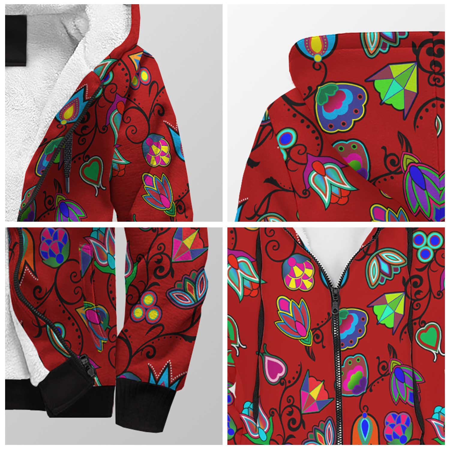 Indigenous Paisley Dahlia Sherpa Hoodie 49 Dzine 