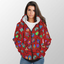 Load image into Gallery viewer, Indigenous Paisley Dahlia Sherpa Hoodie 49 Dzine 
