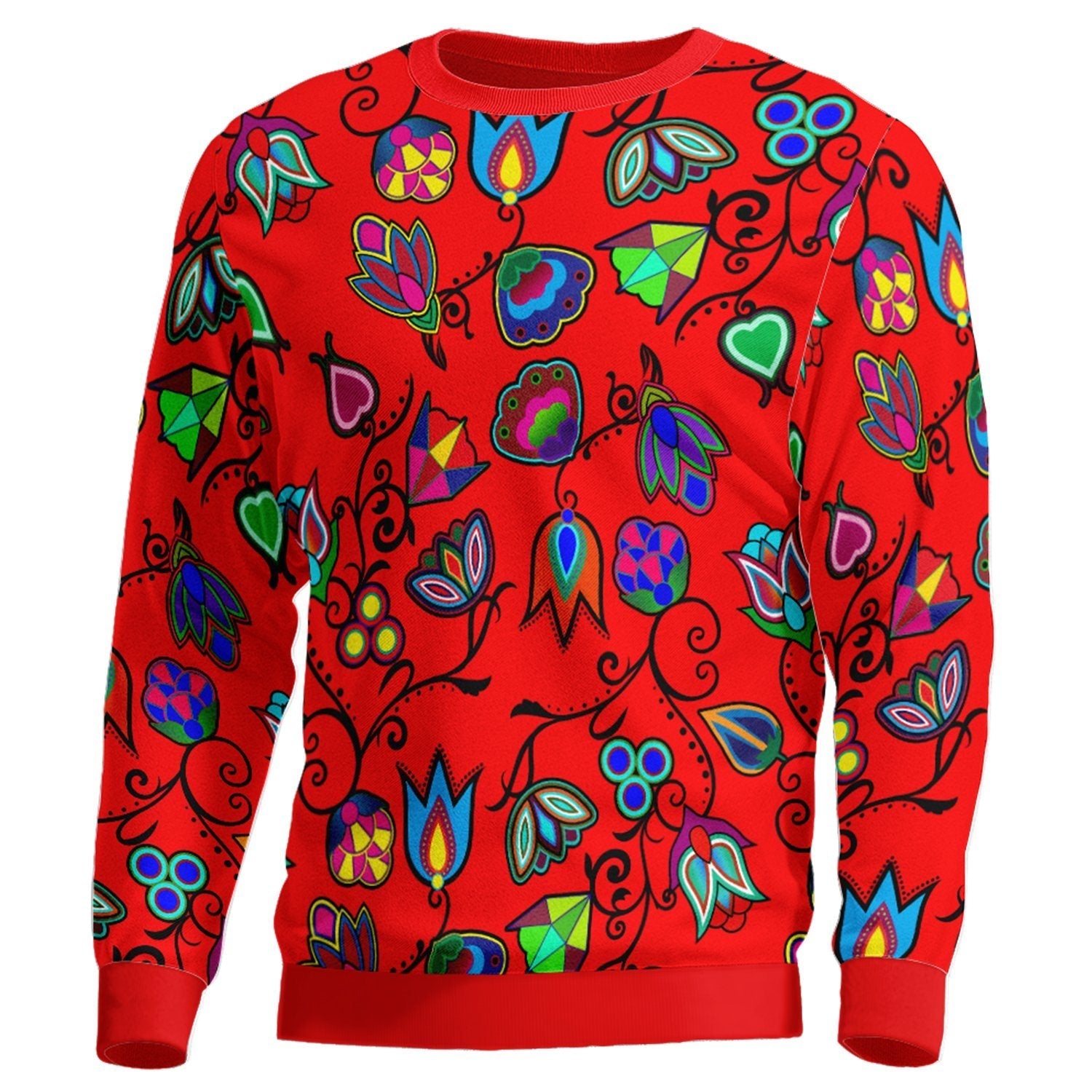 Indigenous Paisley Dahlia Unisex Crewneck Long Sleeve Top 49 Dzine 