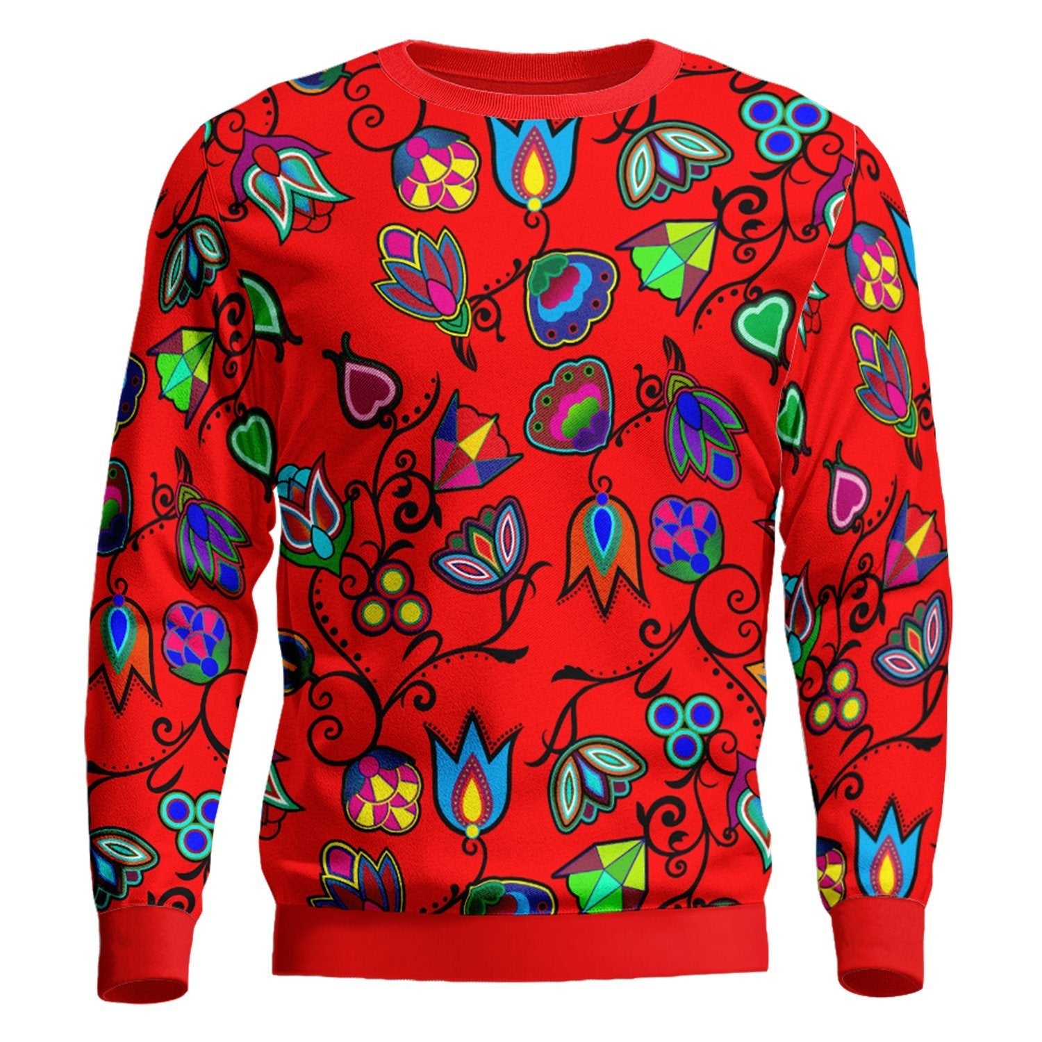 Indigenous Paisley Dahlia Unisex Crewneck Long Sleeve Top 49 Dzine 