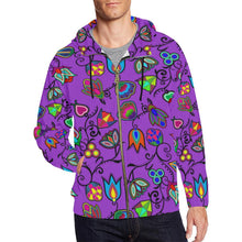 Load image into Gallery viewer, Indigenous Paisley - Dark Orchid All Over Print Full Zip Hoodie for Men (Model H14) All Over Print Full Zip Hoodie for Men (H14) e-joyer 
