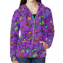 Load image into Gallery viewer, Indigenous Paisley - Dark Orchid All Over Print Full Zip Hoodie for Women (Model H14) All Over Print Full Zip Hoodie for Women (H14) e-joyer 
