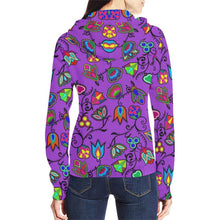 Load image into Gallery viewer, Indigenous Paisley - Dark Orchid All Over Print Full Zip Hoodie for Women (Model H14) All Over Print Full Zip Hoodie for Women (H14) e-joyer 
