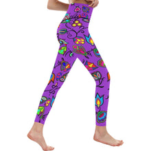 Load image into Gallery viewer, Indigenous Paisley Dark Orchid All Over Print High-Waisted Leggings (Model L36) High-Waisted Leggings (L36) e-joyer 
