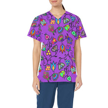 Load image into Gallery viewer, Indigenous Paisley Dark Orchid All Over Print Scrub Top Scrub Top e-joyer 
