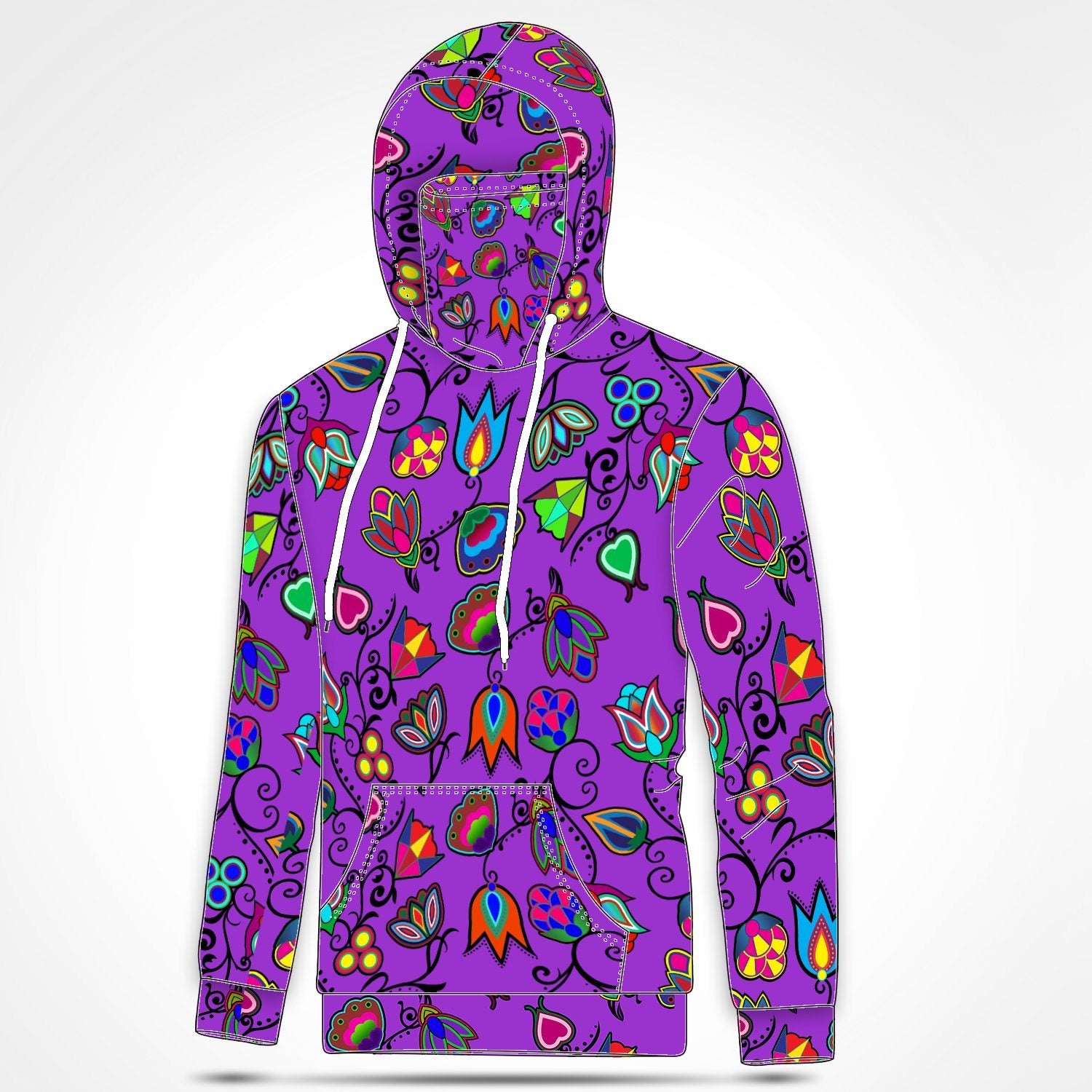 Indigenous Paisley Dark Orchid Hoodie with Face Cover 49 Dzine 