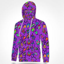 Load image into Gallery viewer, Indigenous Paisley Dark Orchid Hoodie with Face Cover 49 Dzine 
